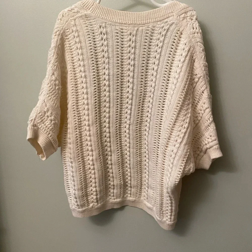 Gap kids dolman sleeve sweater cardigan cream small cocoon style open weave 6/7